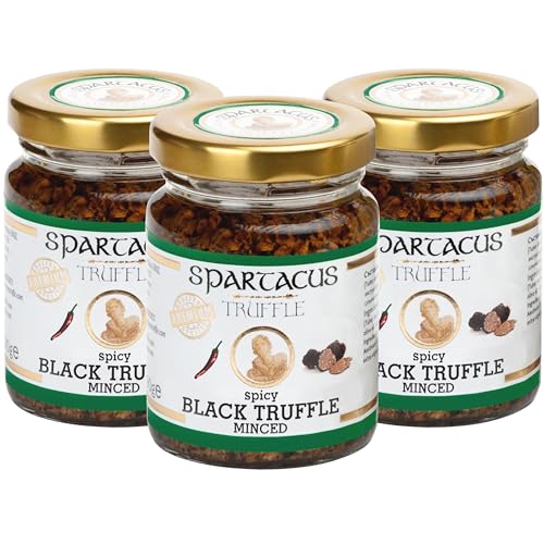 Spartacus Schwarze Trüffel en olivenöl | Italienische Spezialitäten | Gönnen Sie sich kulinarische Exzellenz | 3er Pack (Würziger schwarzer Trüffel, 270 GR) von Spartacus Truffle