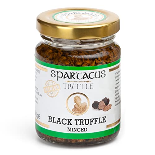 Spartacus Schwarzer Gehackter Trüffel | Gönnen Sie sich kulinarische Exzellenz | Erlesene schwarze Trüffel für Feinschmecker (90g) (1er Pack) von Spartacus Truffle