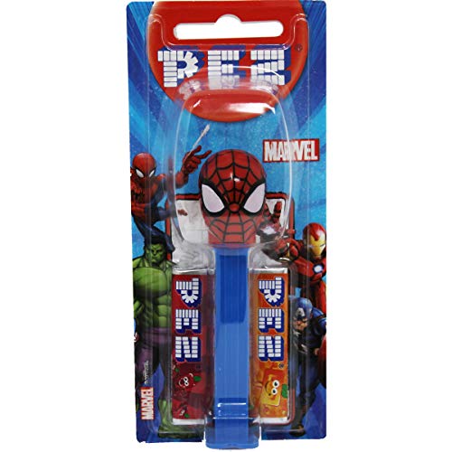 Pez Marvel Spiderman mit blauem Fuß 2 Päckchen fruchtig Bonbons 17g von Spender