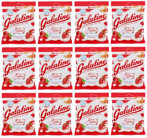 12er-Pack Sperlari Galatine Tavolette al Latte e Fragola,Milch- und Erdbeer Bonbons,115g Beutel von Sperlari