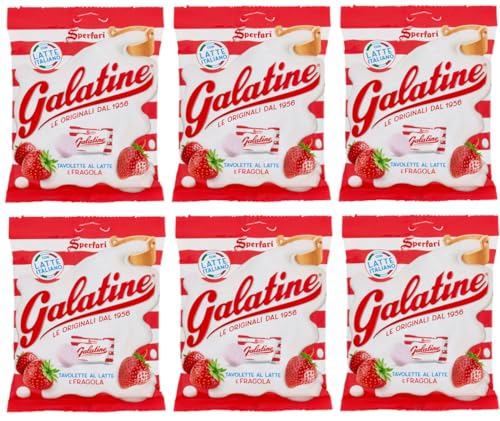 6er-Pack Sperlari Galatine Tavolette al Latte e Fragola,Milch- und Erdbeer Bonbons,115g Beutel von Sperlari