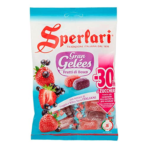 Sperlari Gran Gelèes Frutti di Bosco weiche Bonbons mit Erdbeer-Johannisbeer-Nektar Frucht Süßigkeiten Lollies 150g von Sperlari