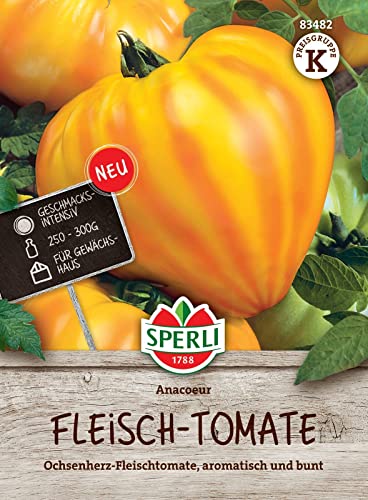 Sperli 83482, Fleischtomate Anacoeur, Ochsenherz Fleisch-Tomate, aromatisch und bunt, Geschmacksintensiv, Portionssaatgut von Sperli