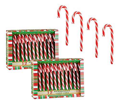 Spetebo Zuckerstangen essbar mit Erdbeer Geschmack - 24 Stück - Weihnachts Deko Baumschmuck Christbaumdeko Anhänger Candy Canes Süßigkeiten von Spetebo