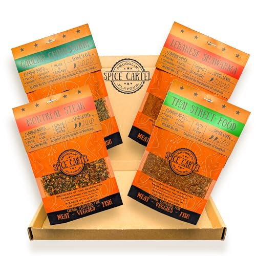 Gewürzkartell, Barbecue Bangers Sammlung von Rubs & Marinaden für ernsthaft leckeres Grill, 4-35 g wiederverschließbare Beutel von Spice Cartel