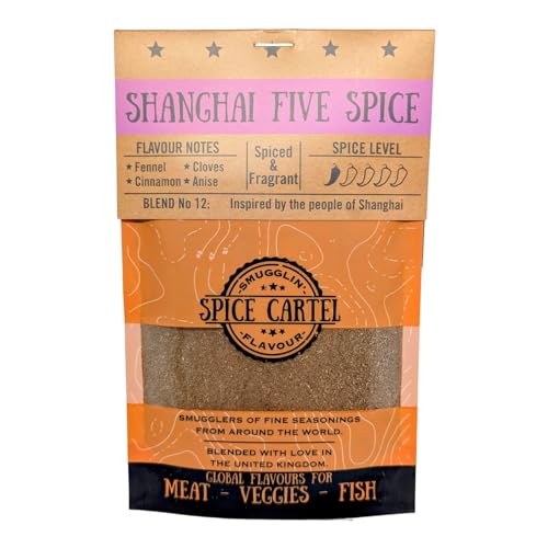 Shanghai Five Spice von Spice Cartell. Handwerker Chinese 5 Gewürzmischung inspiriert von Shanghai. Erwecken Sie Ihre Pfieffworden mit dem Geschmack Chinas zum Leben.Hand gemacht in Großbritannien. von Spice Cartel