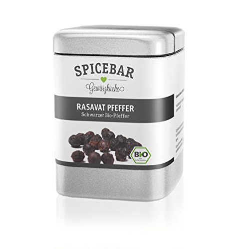 Schwarzer Pfeffer ganz Pfefferkörner in Premium Bio Qualität, für die Mühle geeignet 80g von Spicebar