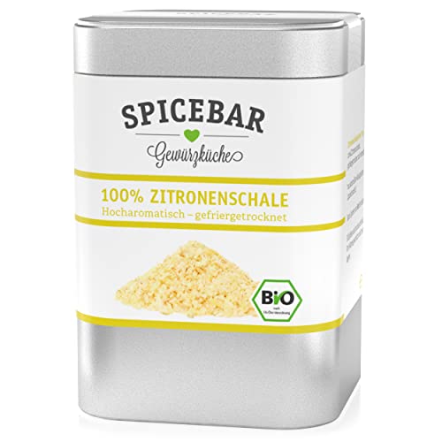 Spicebar Zitronenschale Pulver Bio - 70 Gramm - Fruchtpulver gefriergetrocknet aus 100% BIO Zitronenschale - ideal für Porridges, Smoothies, zum Backen oder als Topping für Quarkspeisen von Spicebar Gewürzküche