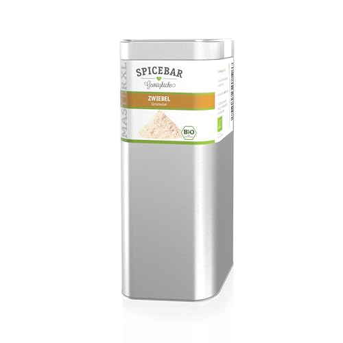 Spicebar Zwiebelpulver XL (feines Granulat) - 450 Gramm - Zwiebelgranulat Gewürz in Premium Bio Qualität im Profi-Streuer von Spicebar Gewürzküche
