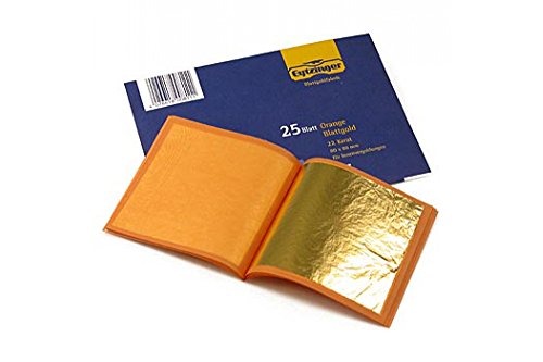 Gold - Blattgold Heftchen, 22 Karat, 80 x 80 mm, E175, 25 Blatt von Spice World