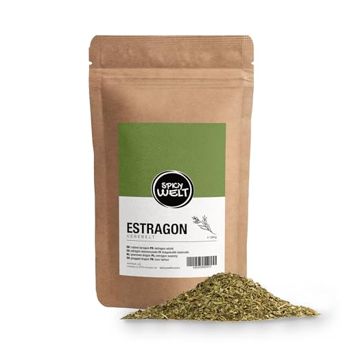 Spicy Welt Estragon Gerebelt (250g) – Gerebelte Estragonblätter für Sauce Béarnaise, Fisch & Geflügel, Zum Verfeinern | Aromatisch, Anisartig & Fein-würzig | 100% Naturrein, Ohne Zusätze von Spicy Welt