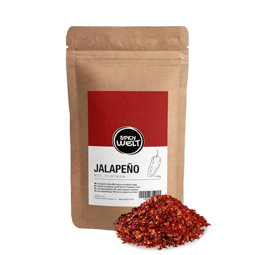 Spicy Welt Rote Jalapeño Flocken (100g) – Rote Jalapeño Chili Flocken | Für Pizza & Tacos, Salsas & Dips | Aromatisch, Fruchtig & Angenehm Wärmend | 100% Naturrein, Ohne Zusätze von Spicy Welt