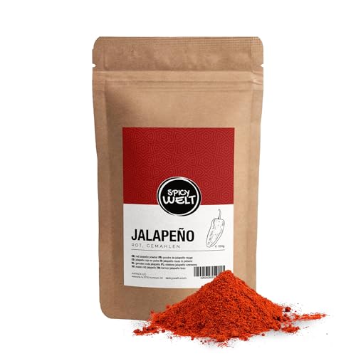 Spicy Welt Jalapeño Rot Gemahlen (100g) – Rotes Jalapeño Pulver | Für Tacos & Fajitas, Salsas & Dips | Fruchtig, Aromatisch & Angenehm Wärmend | 100% Naturrein, Ohne Zusätze von Spicy Welt