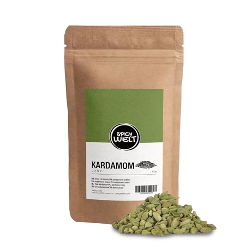 Spicy Welt Kardamom Ganz (100g) – Ganze Grüne Kardamomkapseln für Curry & Reis, Backen & Tee, Frisch Mahlen | Aromatisch, Intensiv & Frisch | 100% Natürlich & Ohne Zusätze von Spicy Welt