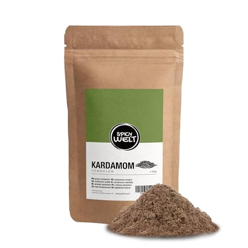 Spicy Welt Kardamom Gemahlen (100g) – Kardamompulver für Curry & Chai, Backen & Kochen | Aromatisch, Intensiv & Fein | 100% Natürlich & Ohne Zusätze von Spicy Welt