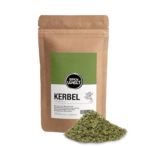Spicy Welt Kerbel Gerebelt (100g) – Gerebelte Kerbelblätter für Suppen, Saucen, Salate & Dips | Aromatisch & Vielseitig | 100% Naturrein, Ohne Zusätze von Spicy Welt