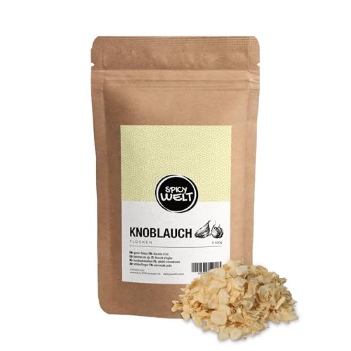 Spicy Welt Knoblauchflocken (500g) – Getrocknete Knoblauch Flocken | Für Gemüse & Fleisch, Rubs & Marinaden | Aromatisch, Kräftig & Würzig | 100% Naturrein, Ohne Zusätze von Spicy Welt