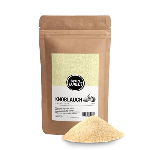 Spicy Welt Knoblauch Granuliert (250g) – Knoblauchgranulat | Für Rubs & Marinaden, Soßen & Suppen | Aromatisch, Kräftig & Vielseitig | 100% Naturrein, Ohne Zusätze von Spicy Welt