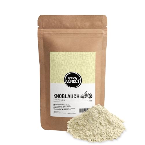 Spicy Welt Knoblauchpulver (250g) – Knoblauch Gemahlen | Für Soßen & Dips, Marinaden & Rubs | Aromatisch, Kräftig & Fein | 100% Naturrein, Ohne Zusätze von Spicy Welt