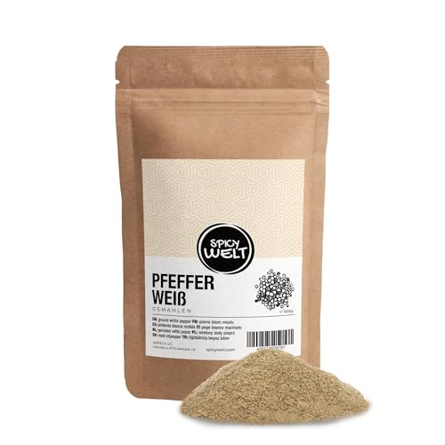 Spicy Welt Weißer Pfeffer Gemahlen (1kg) – Pfefferpulver Weiß | Für Helle Soßen, Suppen & Fisch | Intensiv, Erdig & Pikant | 100% Natürlich & Ohne Zusätze von Spicy Welt