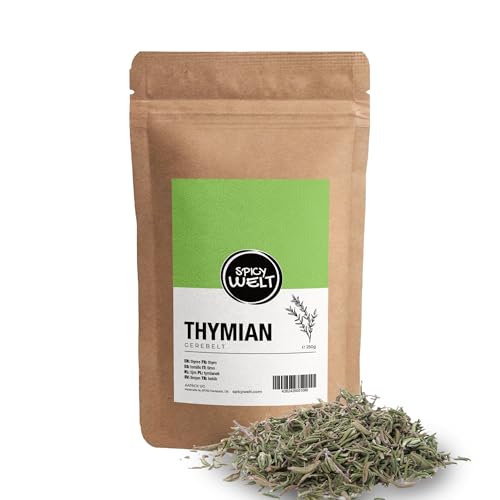 Spicy Welt Thymian Gerebelt (250g) – Gerebelte Thymianblätter für Fleisch & Gemüse, Suppen & Soßen, Mediterran Würzen | Aromatisch, Würzig & Erdig | 100% Naturrein, Ohne Zusätze von Spicy Welt
