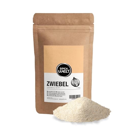 Spicy Welt Zwiebelgranulat (250g) – Zwiebel Granuliert | Ideal für Rubs & Marinaden, Würzen ohne Klumpen | Intensiv, Herzhaft & Aromatisch | 100% Naturrein, Ohne Zusätze von Spicy Welt