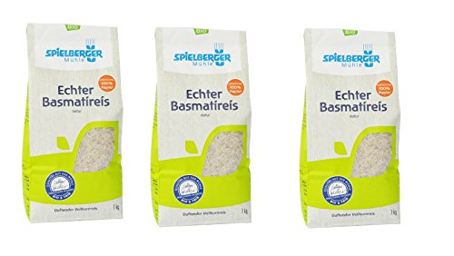 Spielberger Mühle Basmatireis natur, Bio, duftender Naturreis, 3 x 1kg von Spielberger Mühle