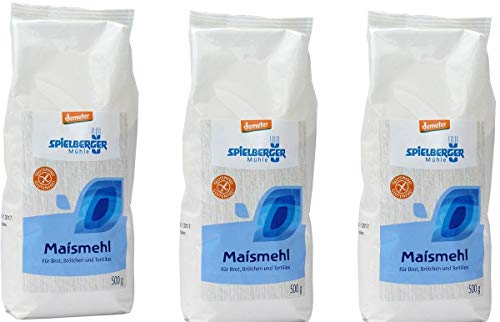 Spielberger Mühle Bio Maismehl, für Brot, Brötchen, Tortillas, demeter, 3 x 500g von Spielberger Mühle