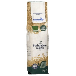 Dinkel-Buchstabennudeln in Papierverpackung Dinkel-Buchstabennudeln in Papierverpackung von Spielberger