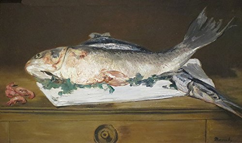 Edouard Manet - Still-Life Salmon Pike and Shrimps - Small - Semi Gloss Print von Spiffing Prints