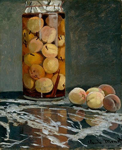 Spiffing Prints Claude Monet - Jar of Peaches - Large - Semi Gloss - Black Frame von Spiffing Prints