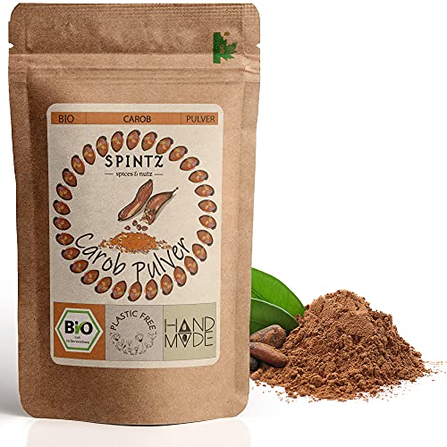 SPINTZ 1000g Bio Carob Pulver aus Spanien - Carobpulver aus Johannisbrotbaum gemahlen - fettarmer Kakao Schokoladen Ersatz - vegan, glutenfrei - aus biologischem Anbau | plastikfrei verpackt von SPINTZ