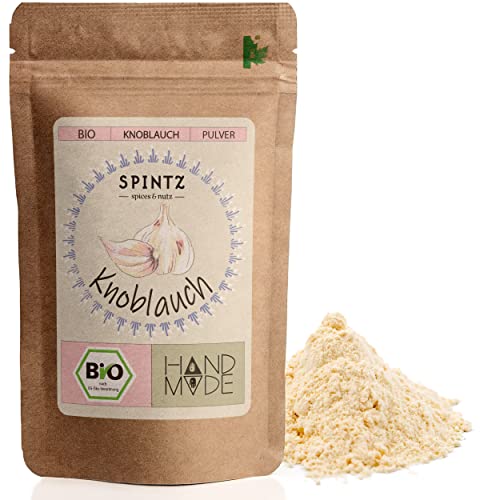 SPINTZ 1000g Bio Knoblauchpulver - praktischer Knoblauch gemahlen aus biologischem Anbau - vegan, natürlich - organic garlic - feines Pulver, naturrein - Knofi | von Hand verpackt von SPINTZ