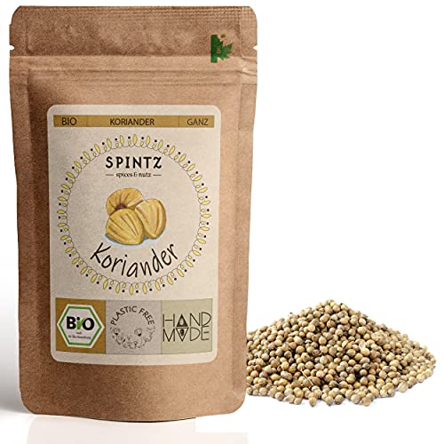 SPINTZ 1000g Bio Koriander ganz - Coriander Saat - ganze Körner Samen - vegan, organic, 100% natürlich und ohne Zusätze - naturrein aus biologischem Anbau | plastikfrei verpackt von SPINTZ