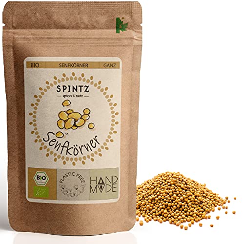 SPINTZ® 1000g Bio Senfkörner - ganzer Senf - ungemahlene Senfkörner Senfsaat - 100% natürlich und aus biologischem Anbau - Ideal zum Kochen | plastikfrei & nachhaltig verpackt von SPINTZ