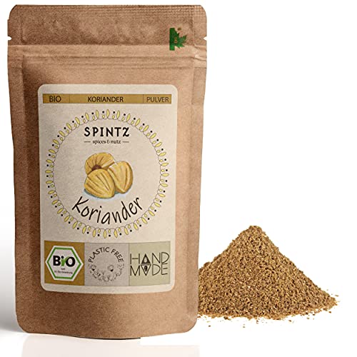 SPINTZ 250g Bio Koriander gemahlen - Korianderpulver, gemahlene Coriander Saat, Körner, Samen - vegan, organic, 100% natürlich ohne Zusätze - naturrein aus biologischem Anbau | plastikfrei verpackt von SPINTZ