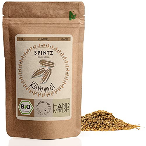 SPINTZ 250g Bio Kümmel ganz - ganze Kümmelsaat, Kümmelsamen, Körner - Ideal für Kümmeltee - vegan und 100% natürlich - naturrein aus biologischem Anbau | plastikfrei verpackt von Spintz