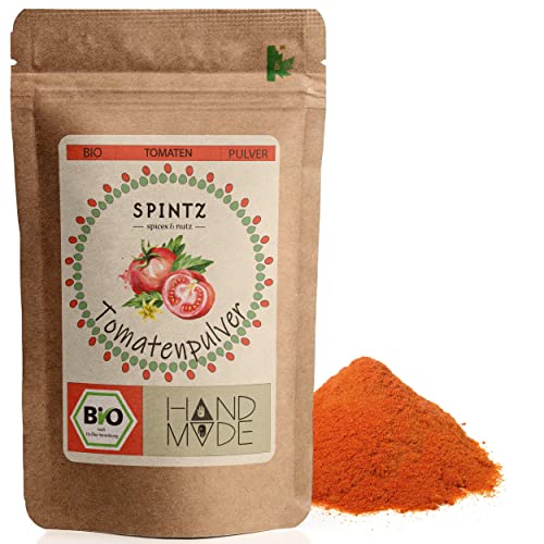 SPINTZ Bio Tomatenpulver 250g - Pulver aus getrockneten Tomaten - 100% getrocknete Tomaten aus biologischem Anbau - vegan - Pulver aus gemahlenen Tomaten - Ideal für Pasta, Pizza, Bruschetta von SPINTZ