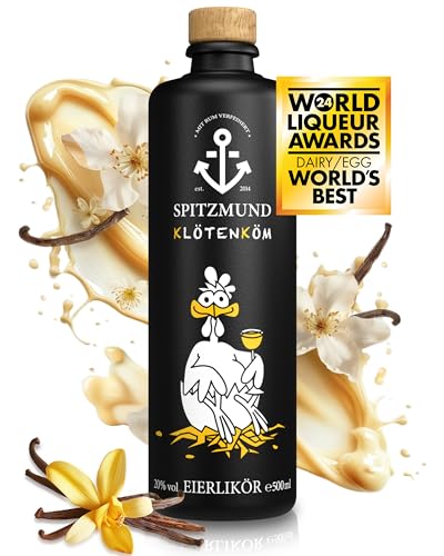 Spitzmund Klötenköm Eierlikör | Mit natürlicher Vanille & jamaikanischem Rum veredelter deutscher Eierlikör | Gold-Award | Laktose- & Glutenfrei | Eierlikör Geschenk | 500 ml Eierlikör von Spitzmund