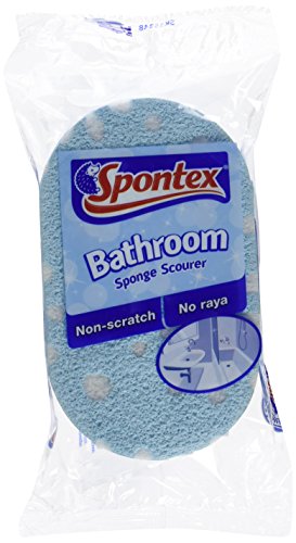 Spontex Bathroom Reinigungsschwamm für Badezimmer, kratzt nicht, Größe XL, weiße Faser, Blau, 10 Stück von Spontex