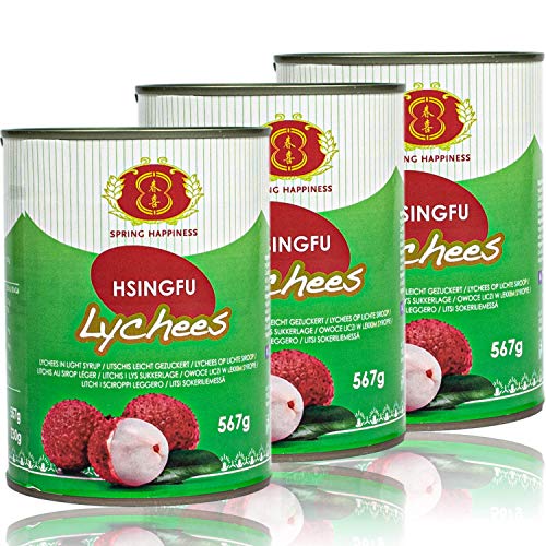 Spring Happiness - 3er Pack Premium Litschis in 567 g Dose - Original Lychee Litchi traditionell eingelegt in Konserve von Spring Happiness