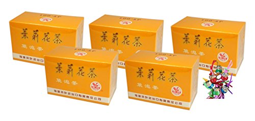 [ 5x 40g (100x2g) ] Jasmintee / Grüner Tee mit Jasmingeschmack / Jasmine Tea + ein kleiner Glücksanhänger gratis von GREAT BRITISH TRADING LIMITED