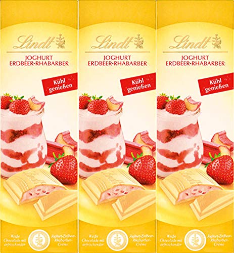 Lindt Joghurt Erdbeer Rhabarber Weisse Schokolade 3 x 100 gr. von Sprüngli