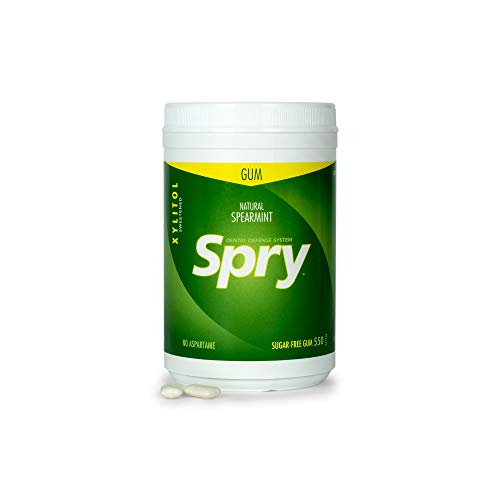 Spry Fresh Natural Xylitol Kaugummi – Zahnpflege Kaugummi ohne Aspartam, Zuckerfrei, Non-GMO, Glutenfrei (Spearmint, 550 Stück – 1 Packung) von Spry
