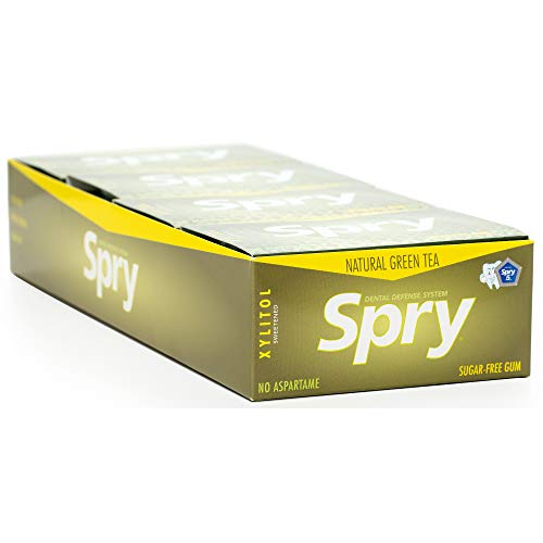 Spry Frischer Natürlicher Xylitol Kaugummi – Zahnfreundliches Kaugummi Aspartamfrei, Zuckerfrei, Nicht-GMO, Glutenfrei (Grüner Tee, 10 Stück – 20 Packung) von Spry