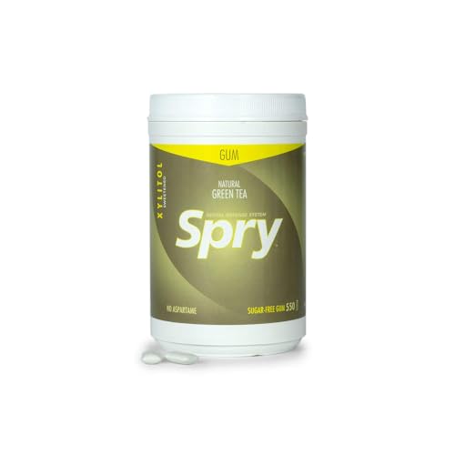 Spry Frischer Natürlicher Xylitol Kaugummi – Zahnfreundliches Kaugummi Aspartamfrei, Zuckerfrei, Nicht-GMO, Glutenfrei (Grüner Tee, 550 Stück – 1 Packung) von Spry