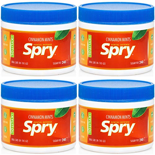 Spry Xylitol Natürliche Zimt Bonbons Zuckerfrei – Fördert die Mundgesundheit, regt den Speichelfluss an, bekämpft Mundgeruch, Nicht-GMO, Glutenfrei, 240 Stück (4 Packung) von Spry