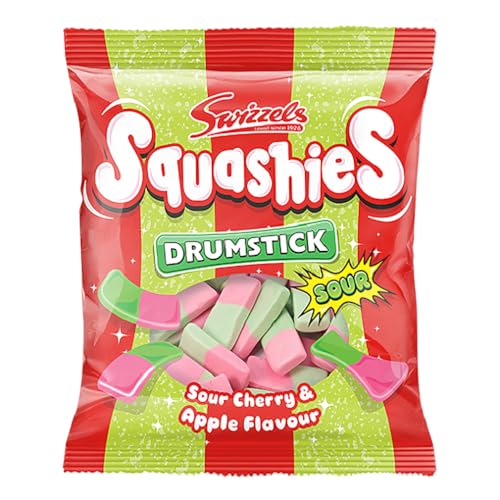 Squashies Drumstick Schaumzuckerware Kirsche & Apfel - 145g - 4er-Packung von Squashies