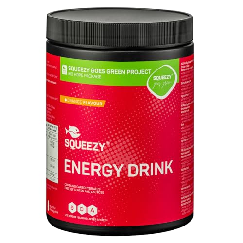 Squeezy Energy Drink - Iso Drink Pulver (Orange) 650g | Isotonisches Getränkepulver & Sport Getränk für Training & Wettkampf | Energie, Elektrolyte, Kalium, Natrium & leckerer Geschmack von Squeezy