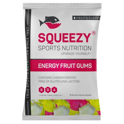 Squeezy Energy Fruit Gums (20 x 100g) | Leckere Kohlenhydrat Fruchtgummis auf Maltodextrin Basis + Kalium & Natrium | Vollwertige Alternative zu Energy Gels & Drinks von Squeezy